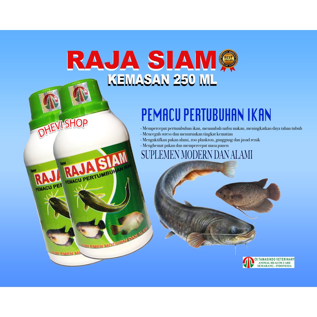 RAJA SIAM 250-VITAMIN PENGGEMUK IKAN-OBAT PENGGEMUK IKAN-PENAMBAH NAFSU MAKAN KAN