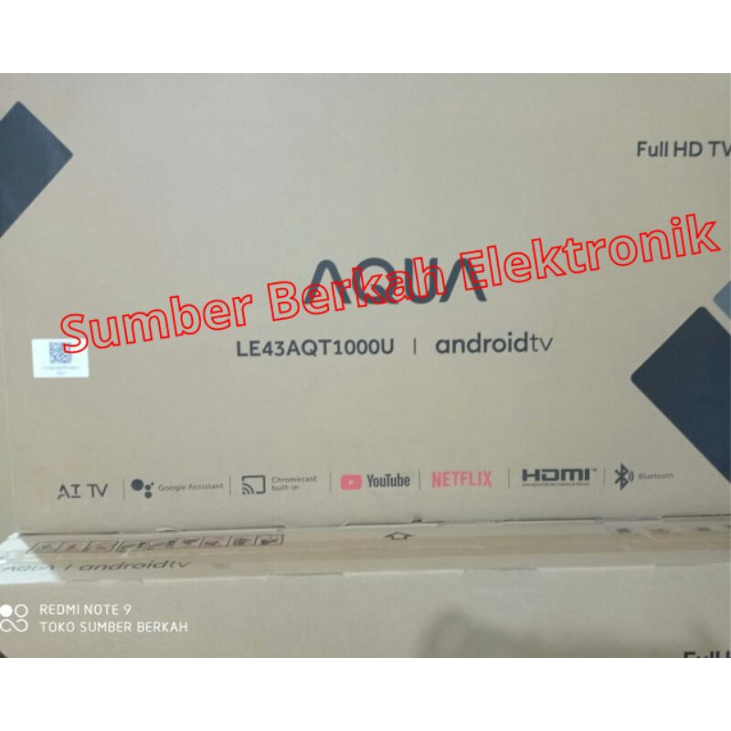 AQUA LED SMART ANDROID TV 43” Garansi Tesmi 43 AQT 1000 U 43" SMART ANDROID 43 inch promo murah band