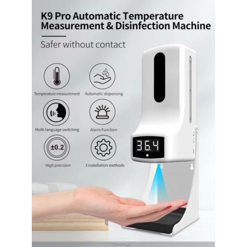 K9 PRO Thermometer 2 in 1 Wall Infrared Thermometer K3 Soap Dispenser