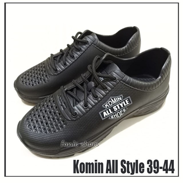 Komin All Style 39-44 /Sepatu PVC Laki Hitam / Sepatu Kerja Pria / Sepatu Karet Pria / Sneakers Pria