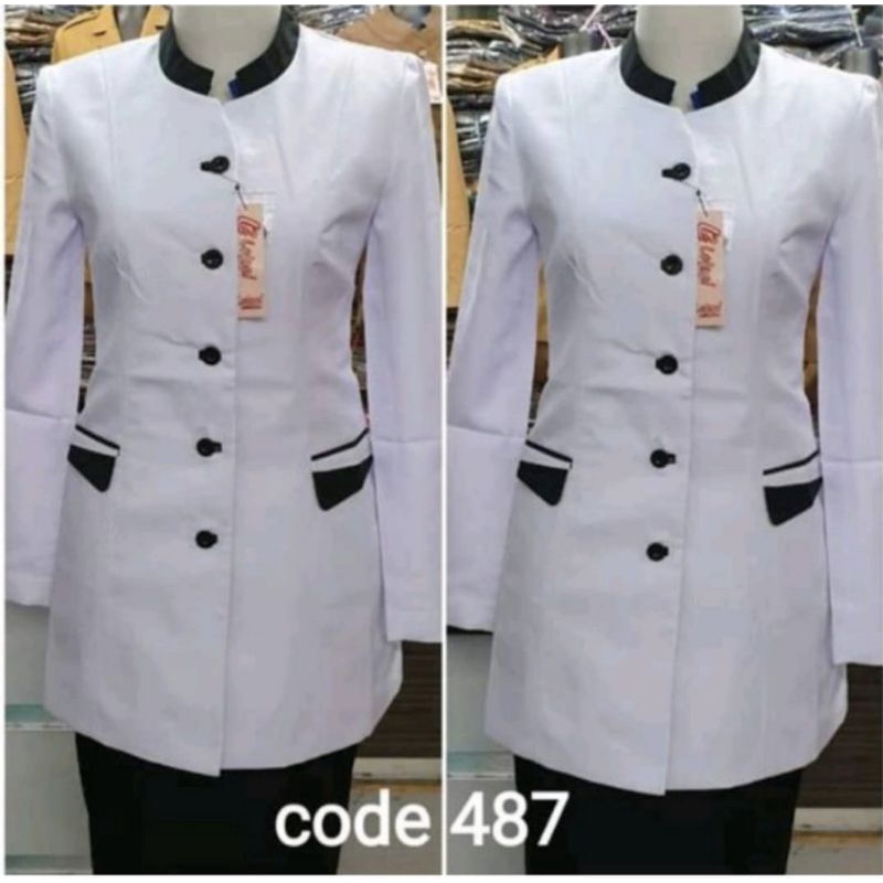 Seragam PNS wanita hitam putih ,/Seragam Asn warna putih hitam Atasan putih lis hitam PNS wanita