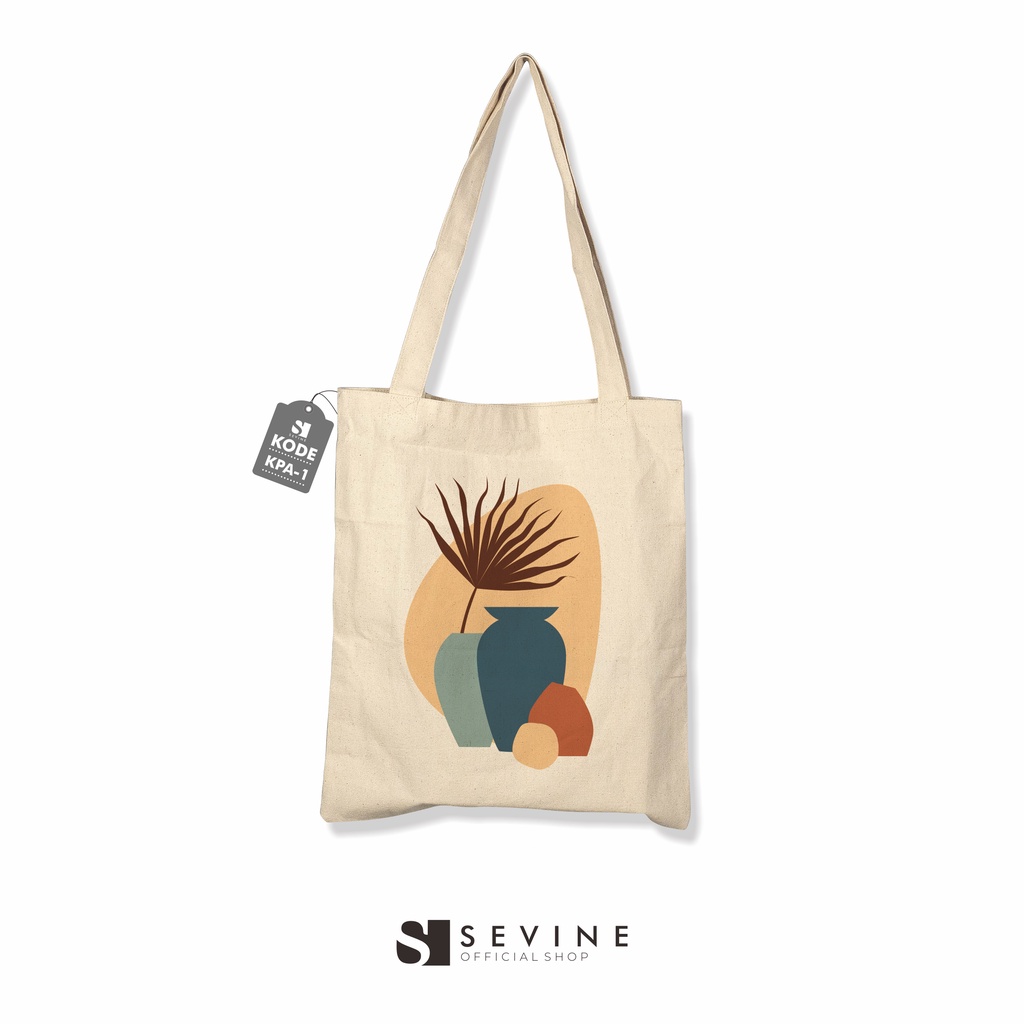 Sevine Tote Bag Kanvas Tas Fashion Totebag Wanita DTF Printing Nordic Aesthetic Series - KPA1