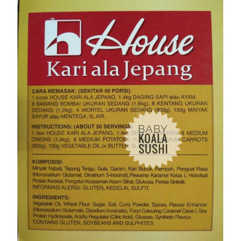 HOUSE Japan Curry Kare Jepang 50 Porsi Halal │ Bumbu Kuah Kari Nasi