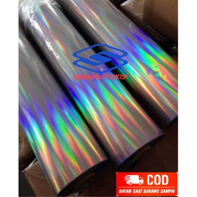 Stiker skotlet motor hologram putih lentur Sticker motor hologram pelangi infinity
