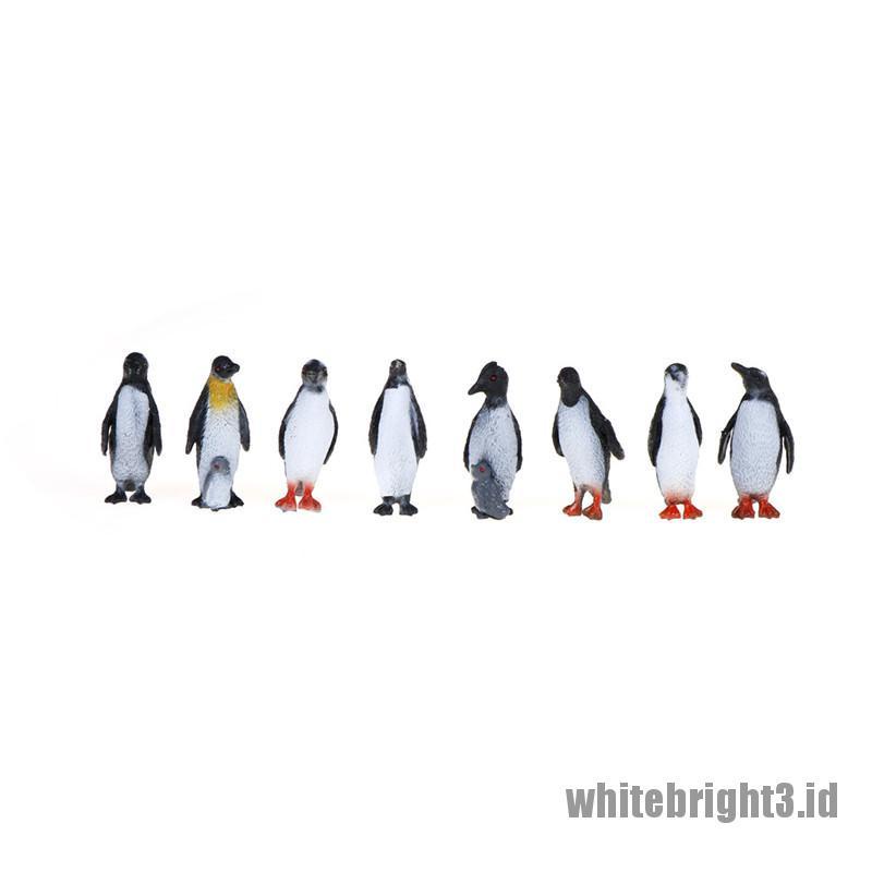 (white3) 8pcs / set Mainan Figurin Penguin Laut Bahan Plastik