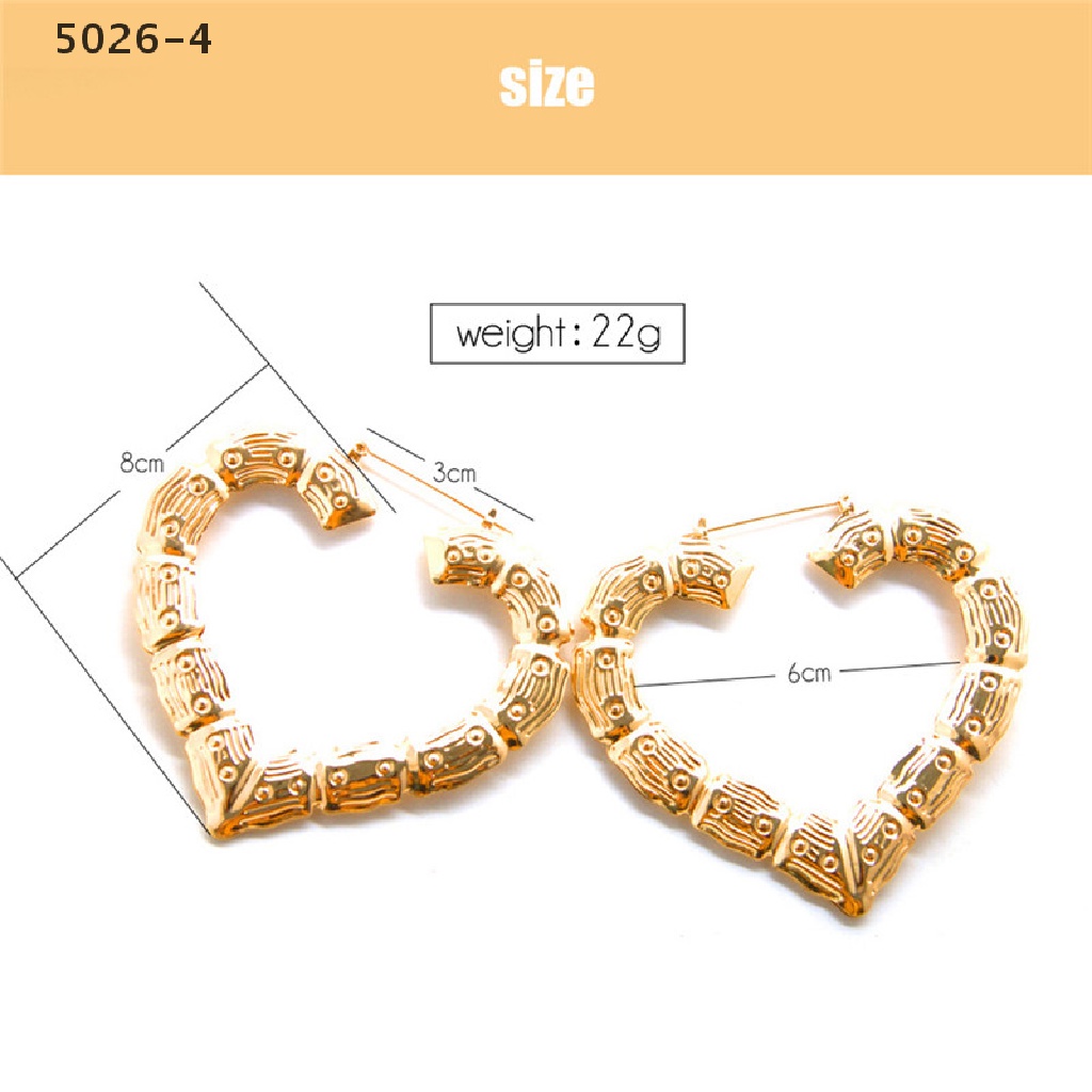 5026-4 Large Bamboo Earrings Hip-Hop Earrings Ladies Hoop / Hoops Ear Circle  5026-4