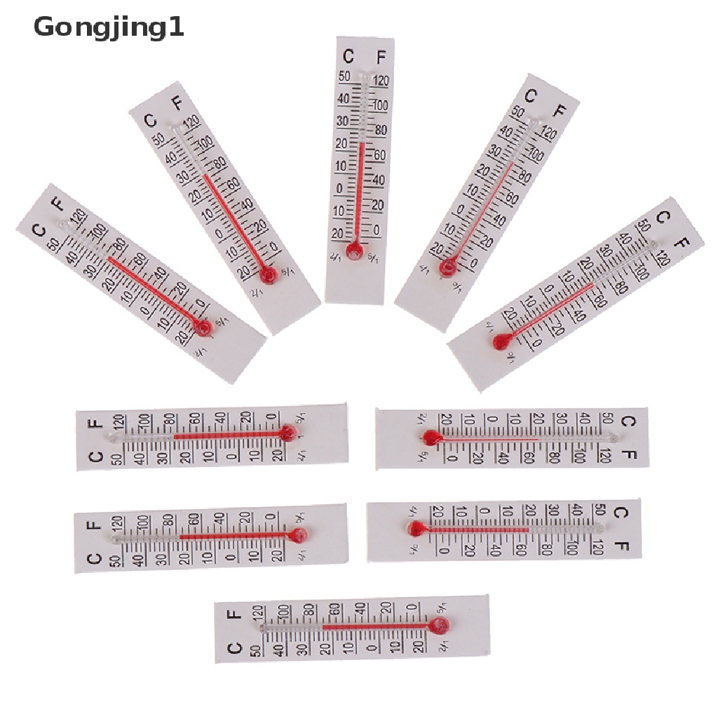 Gongjing1 10pcs / Set Miniatur Termometer Kardus 5cmX1.1cm - 20-50 Celcius Untuk Indoor