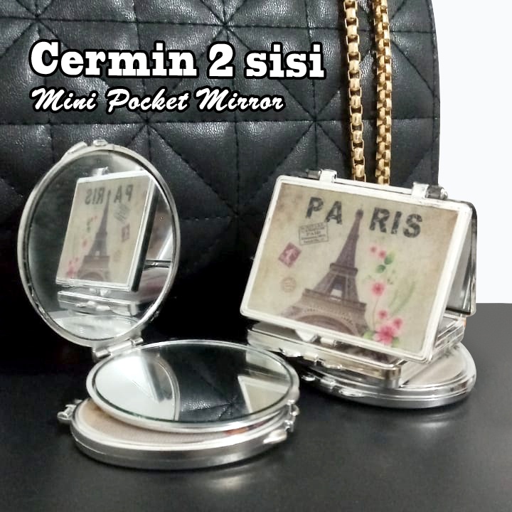 Cermin kecil 2 sisi paris pocket size pocket mirror murah souvenir pernikahan murah