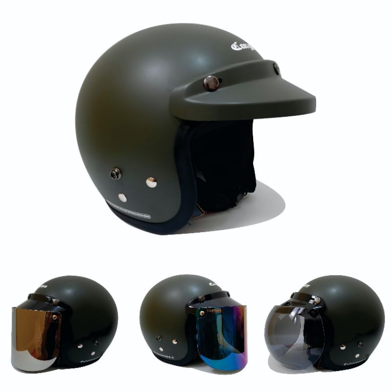 Helm Cargloss Retro CFM Hijau Army Dop