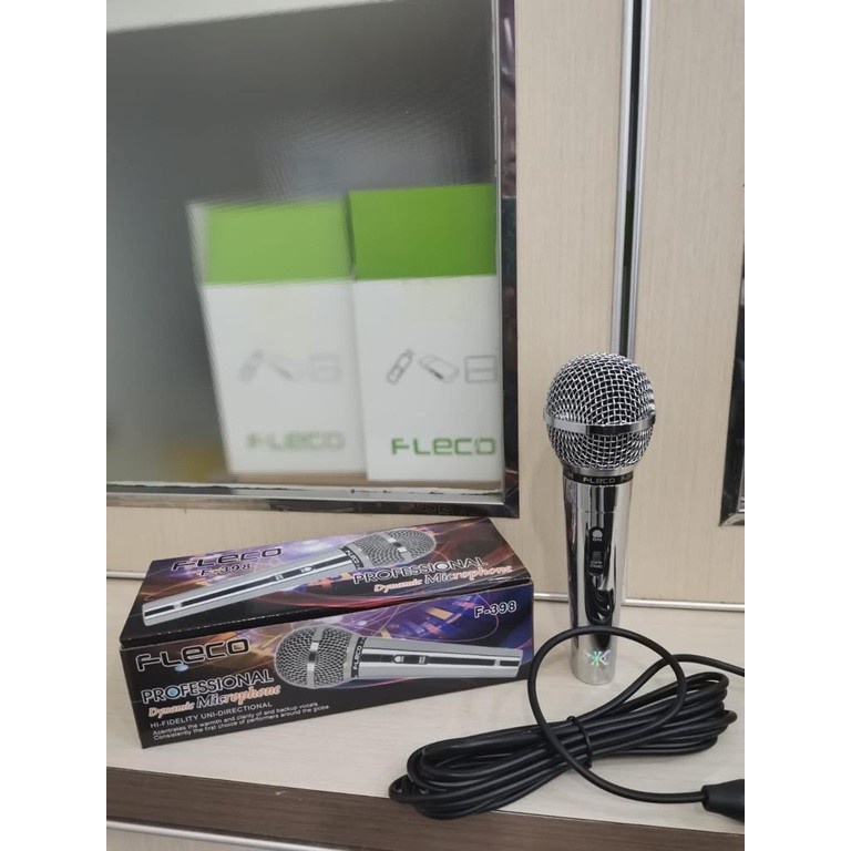 COD MICROPHONE KABEL FLECO F-398 BODY ALUMIMUM MIC KARAOKE