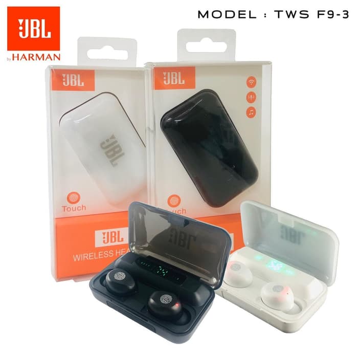 Headset Bluetooth JBL F9-3 TWS LED Touch Control JBL F9.3 JBL F9 3 - Hitam