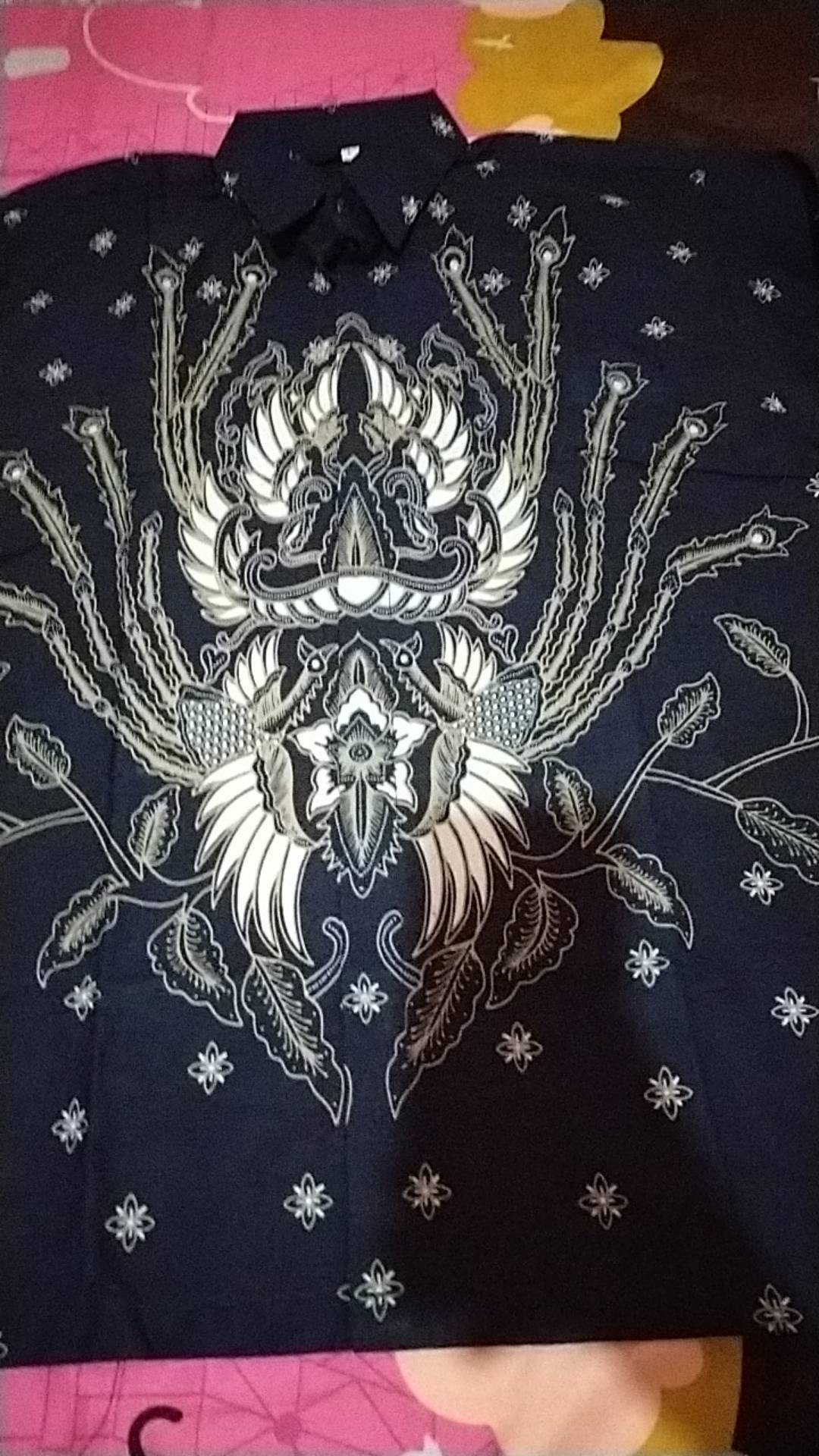 Arfana Navy Kemeja Batik Pria Full Furing Bahan Katun Sragenan