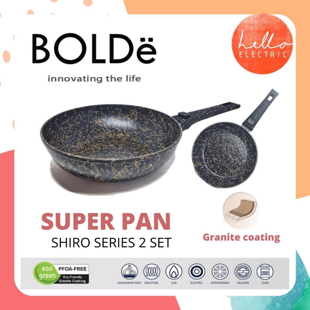 WAJAN / PANCI / GORENG / TUMIS / WAJAN CEKUNG / WAJAN GORENG  BOLDE SUPER PAN SHIRO SERIES 2 SET WOK
