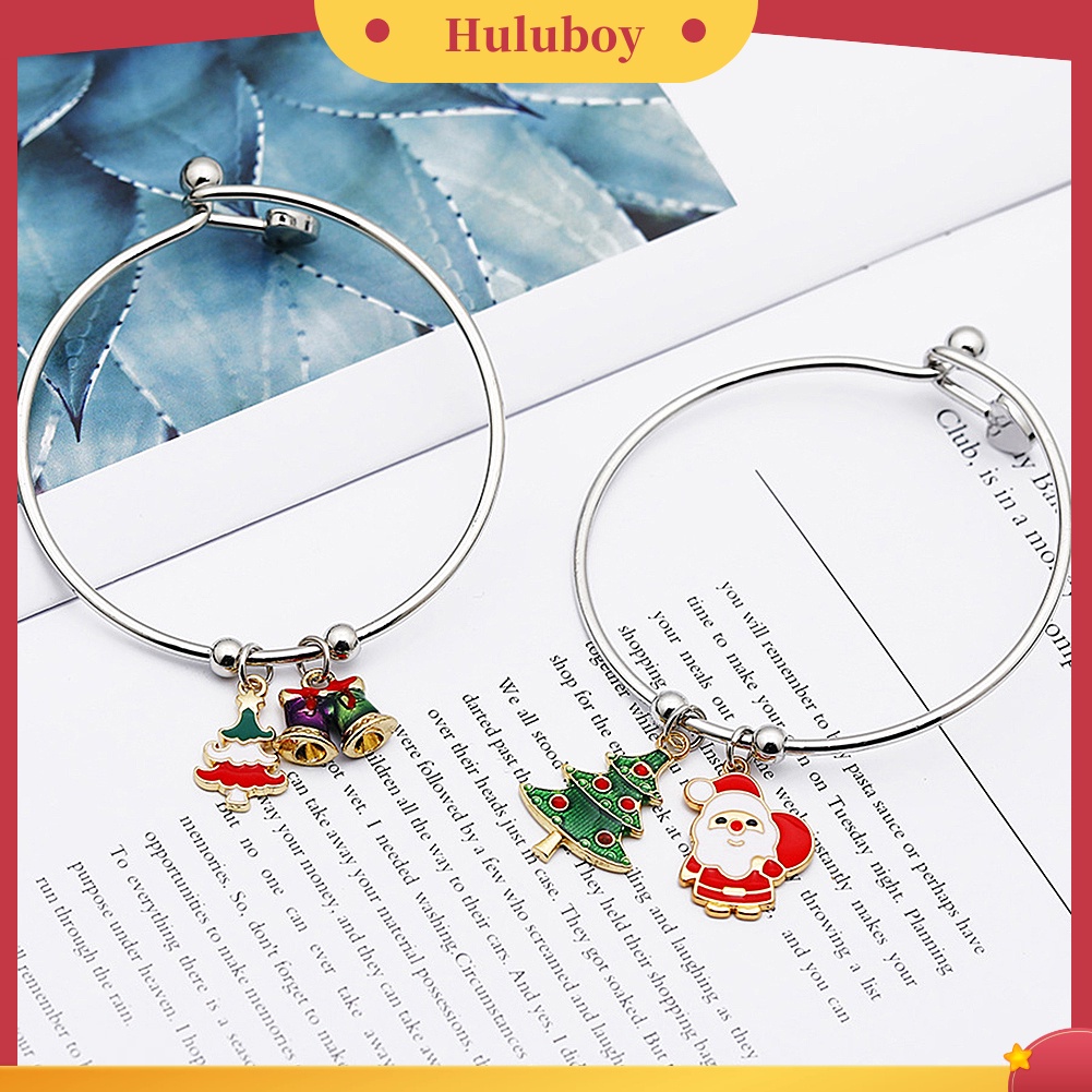 Hu Hu Hu Hu Hu Alat Bantu Pasang Kacamata♡ Gelang Tangan Alloy Klasik Wanita Hias Liontin Pohon Natal Rusa Santa Claus Untuk Hadiah