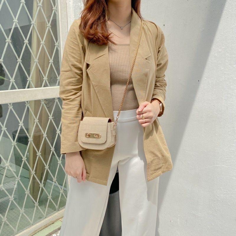 BLAZER LINEN OUTER LINEN ATASAN LINEN MODEL KOREA DENGAN BAHAN HALUS TIDAK NERAWANG