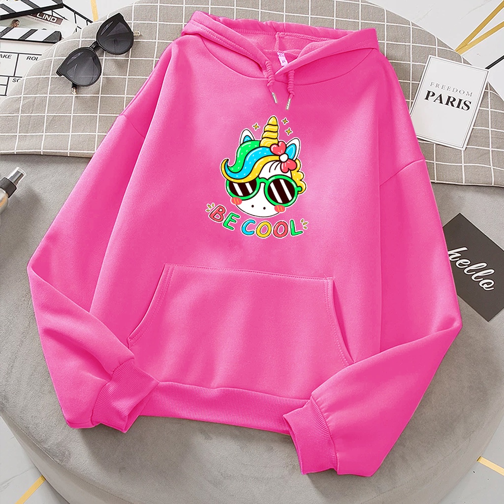 Sweater hoodie anak perempuan BEE COOL unicorn suwiter anak cewek murah