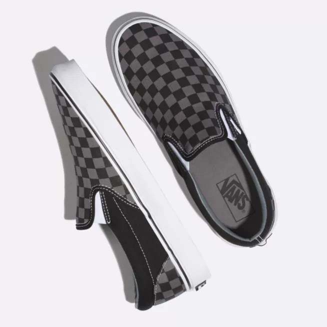 Sepatu Slip On Sepatu Casual Sepatu Pria Wanita Checkboard Hitam Abu