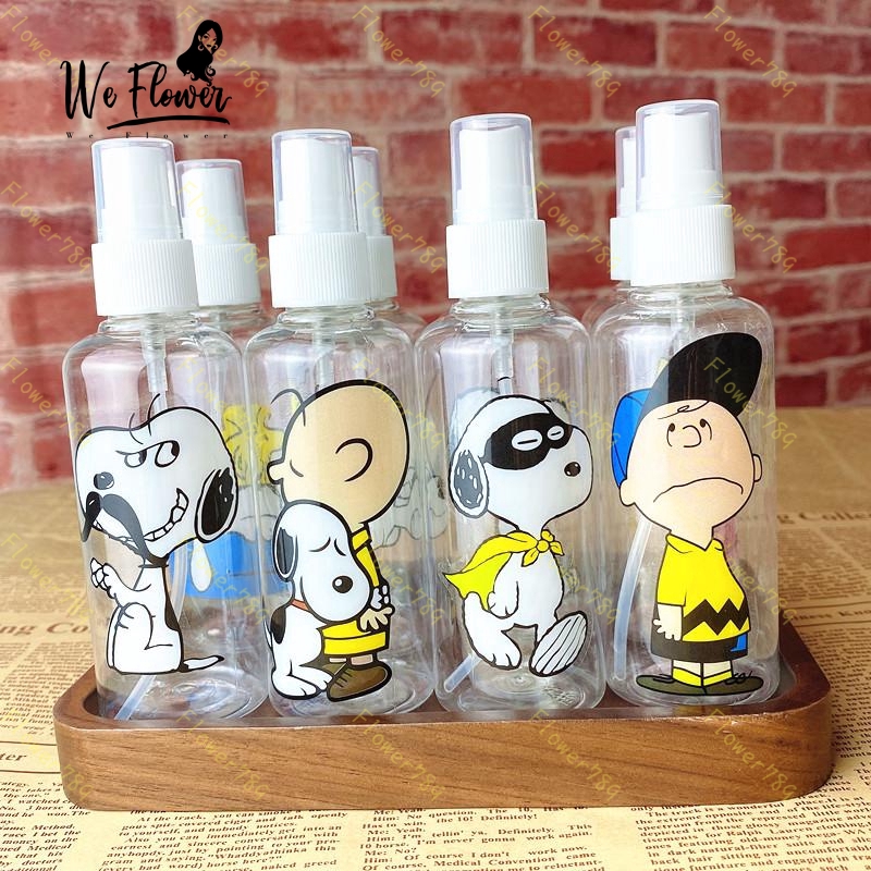 (We) Botol Kosong Bahan Plastik Desain Snoopy Kartun Kapasitas 100ml Portabel Untuk Kosmetik/Makeup