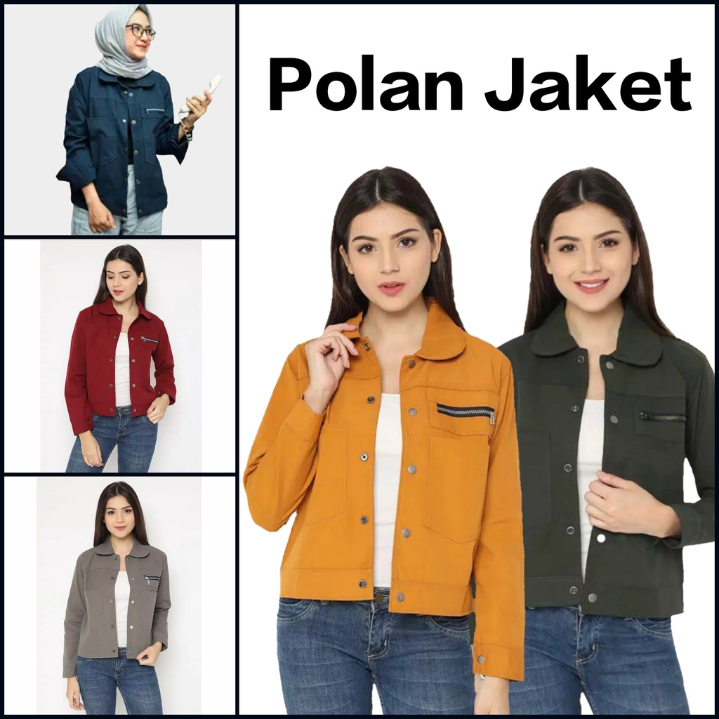 Jaket Wanita Casual POLAN Jaket zippi(POKET) size M L XL