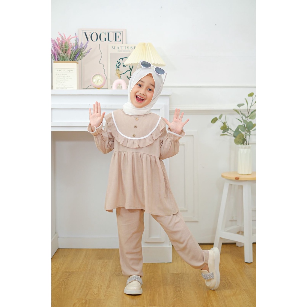 Set Kalisa Setelan Rayon Crinkle Anak Neeca Kiddos Size 2 4 6 8 10 Tahun