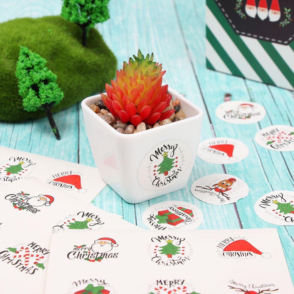 Nanas 120Pcs Gift Paper Sticker DIY Santa Claus Tag Biskuit Paket Merry Christmas Xmas Ornament