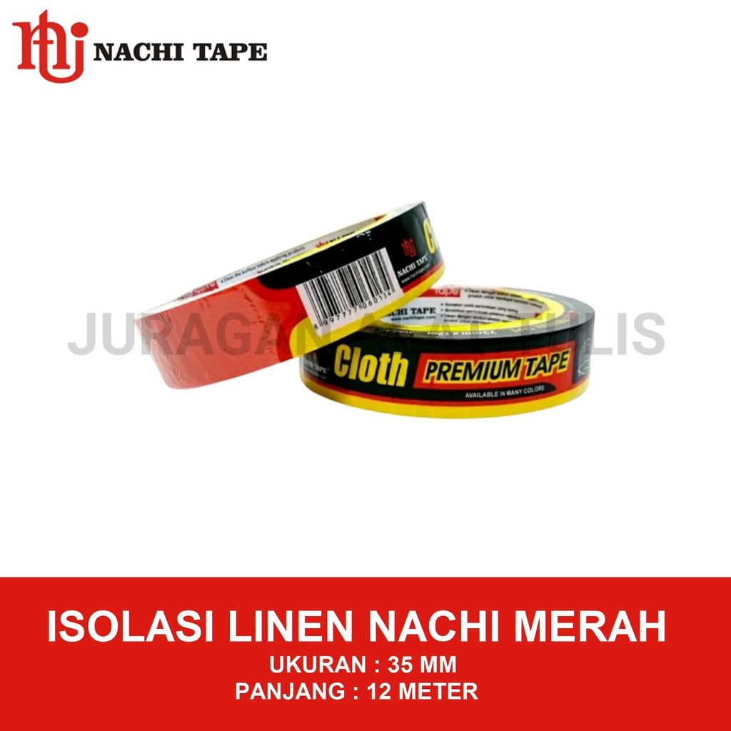

ISOLASI / LAKBAN LINEN / KAIN NACHI 35MM WARNA MERAH
