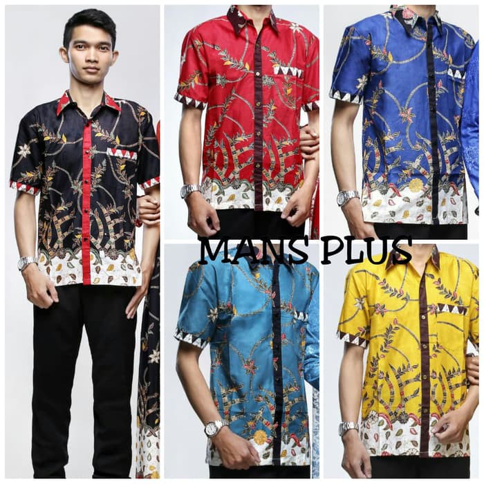 Kemeja Hem Atasan Baju Batik Pria Jumbo Big Size XXL Seragam 2181   Hijau Tosca  XXL Diskon