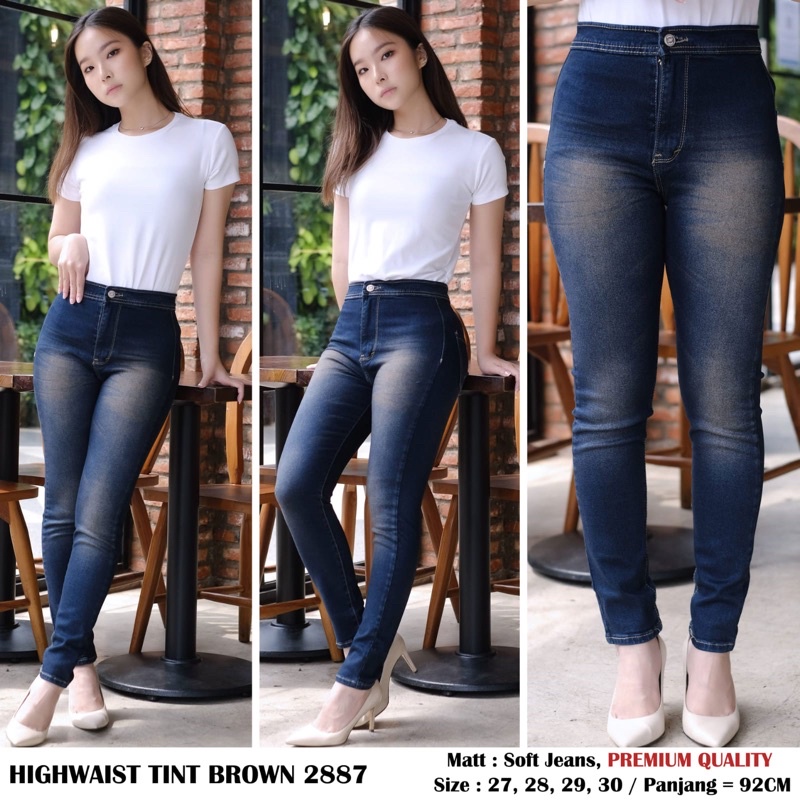 [REAL PIC] HIGHWAIST JEANS TINT BROWN 2887
