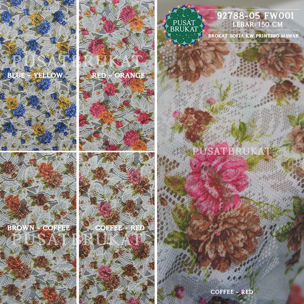 KAIN KEBAYA BRUKAT MOTIF / BRUKAT LACE PRINTING MAWAR - NARAYA KW 92788-05 FW001 - [harga p