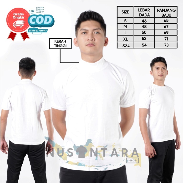 Kaos polos Putih Polisi Security Kerah Tinggi  Kaos Satpam Terbaru Warna Putih