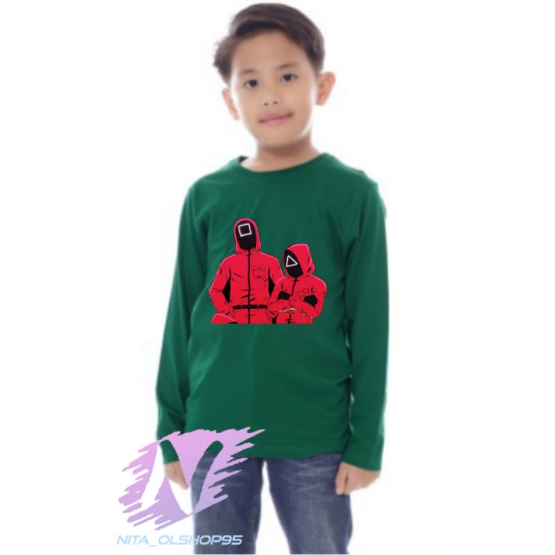 baju anak squid game lengan panjang baju hijau squid game