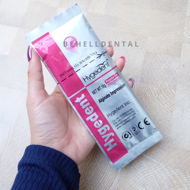 ORIGINAL ALGINATE HYGEDENT NORMAL MINI 18gr / Bahan Cetak Gigi / Dental Impression Setting 18 gram Fast / Reguler Regular Ori Behelldental