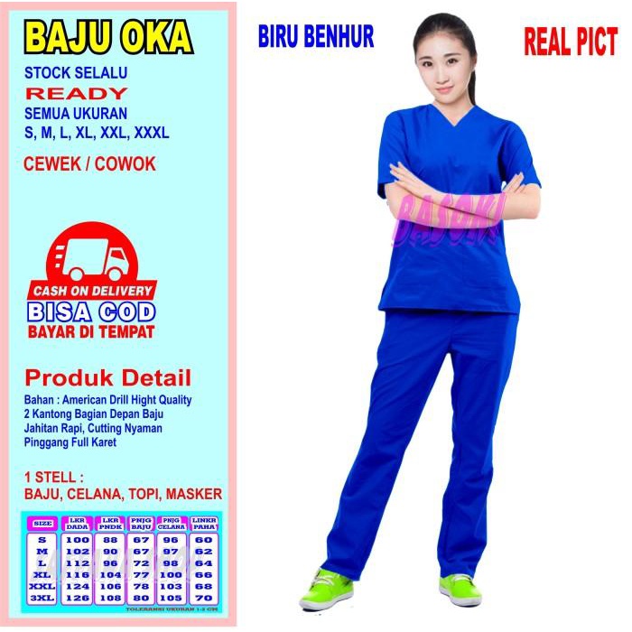Baju Oka, Baju Ok, Seragam Perawat Pria & Wanita Lengan Pendek