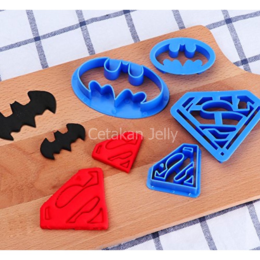 CJ Cetakan Cookie Cutter Super Hero Manusia Kelelawar dan Super Hero Manusia Super