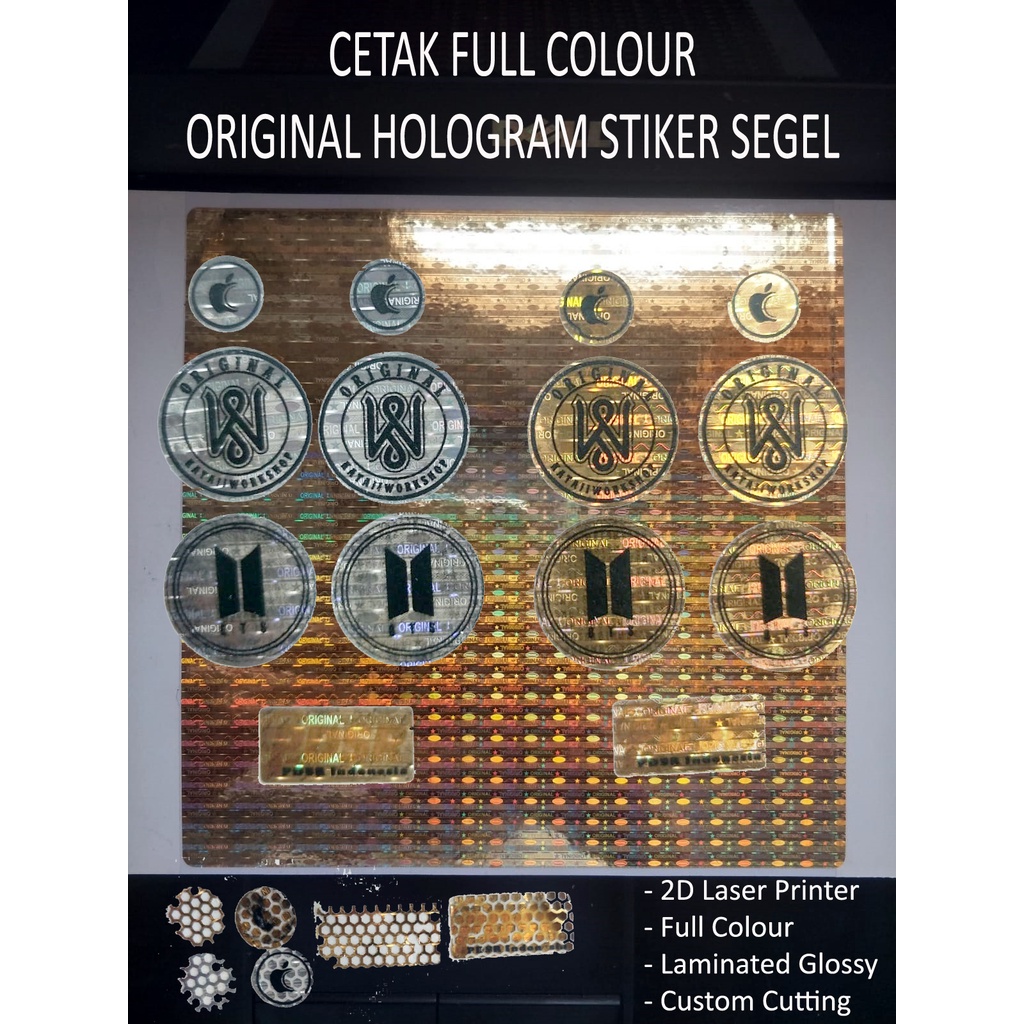 

Cetak Full Warna dan Cutting Custom Stiker Segel Hologram Original