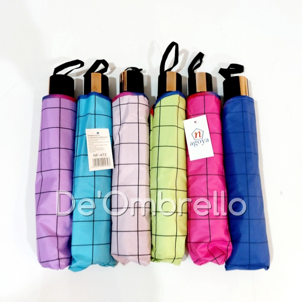 (472)Payung Lipat 4 Fancy Motif Kotak-Kotak Anti UV/Premium Umbrella