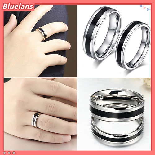 Cincin Bahan Titanium Stainless Steel Warna Hitam Untuk Pria Dan Wanita