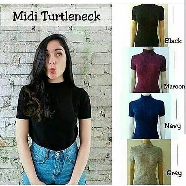 Sweater Rajut Midi Turtle Neck Atasan Wanita