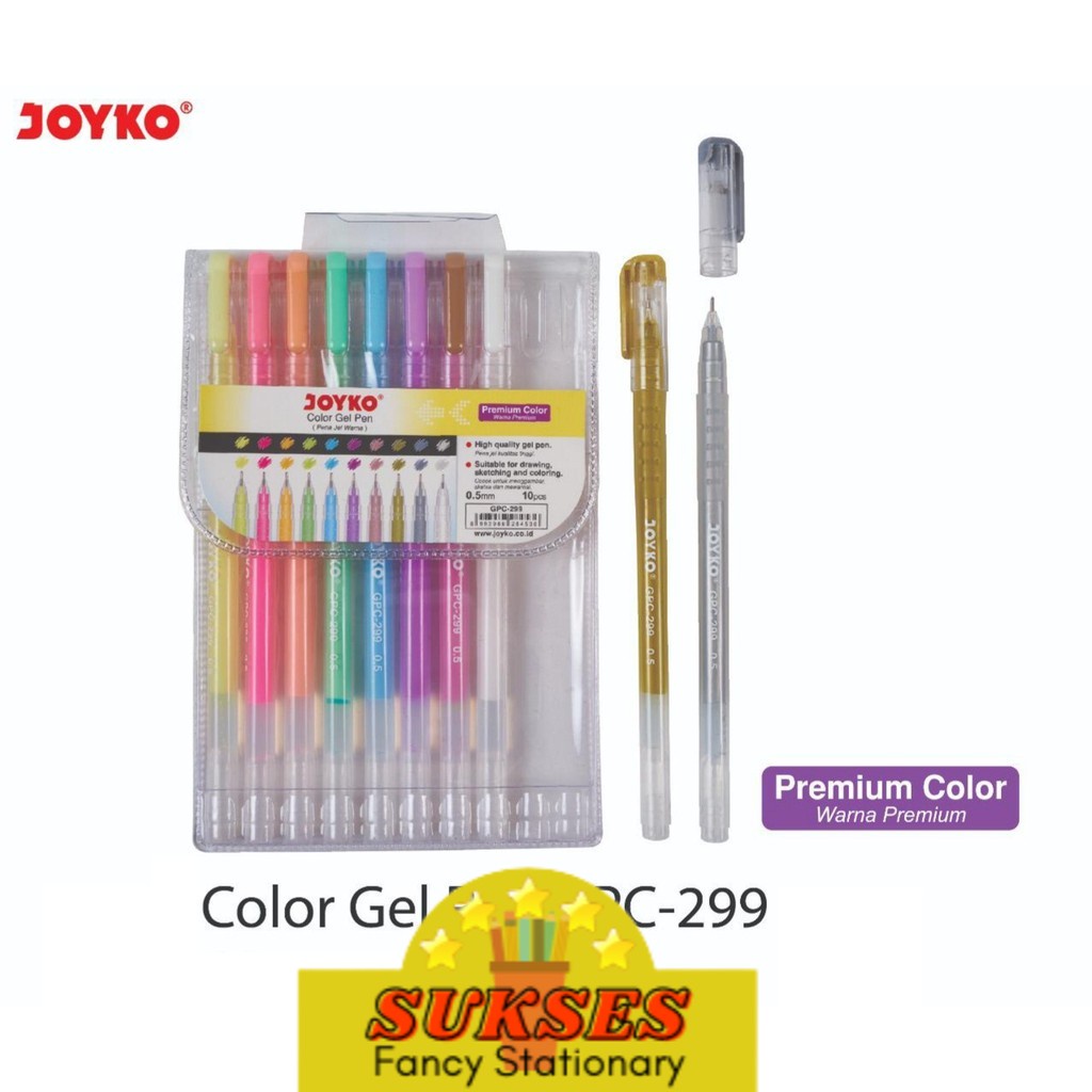 

Color Gel Pen Pena Jel Warna Joyko Gpc-299 Premium Color 10Warna 0.5Mm