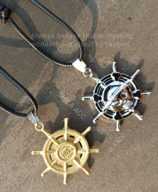 Kalung Tali Liontin ONE PIECE LUFFY KEMUDI TENGKORAK METAL GAUL IMPORT Fashion Pria Wanita