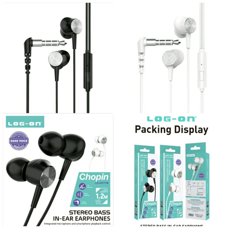 LOG ON LO-HF778 Headset Chopin Stereo Bass In Ear Earphones Hansfree Good Voice Extra Bass Colokan L