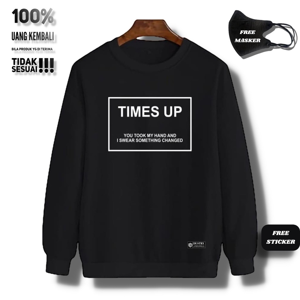 Jaket Sweater Crewneck Pria Distro Crenek TIMES UP Unisex Cewek Cowok Jumbo Original Kekinian Switer