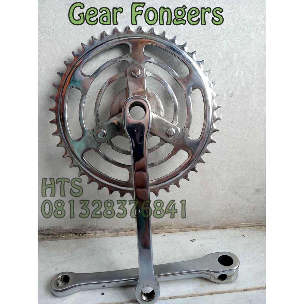 GEAR FONGERS CROOM - CRANK FONGERS - GEAR SEPEDA ONTHEL FONGERS - CRANK ONTHEL FONGERS