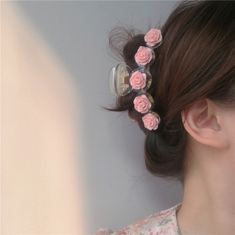 2022 Jepit Rambut Model Bunga Mawar Camellia Warna Pink Elegan Untuk Wanita