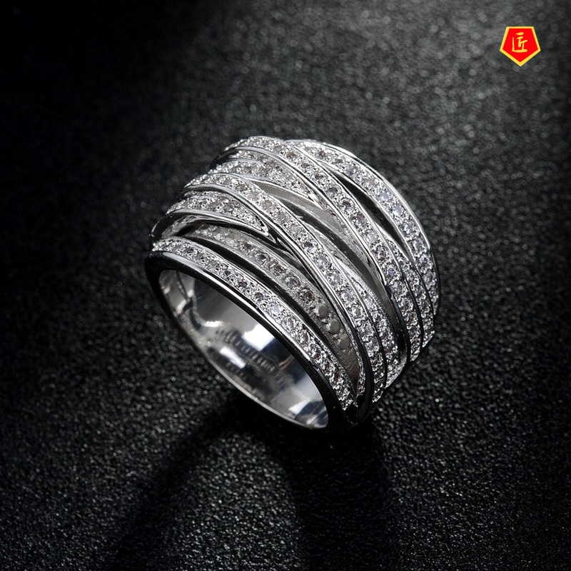 [Ready Stock]Multi-Layer Micro Inlaid with Diamond Ring Fashion Personality