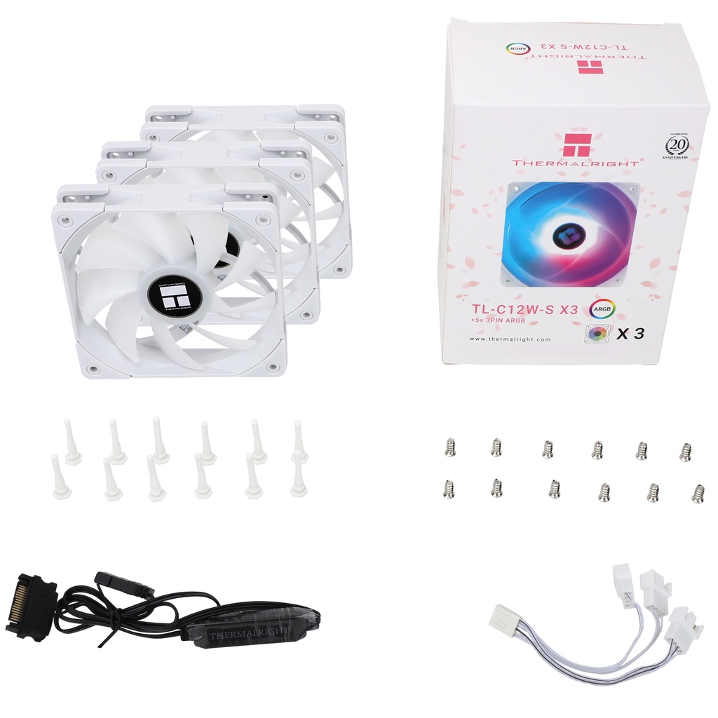 THERMALRIGHT TL-C12W-S X3 ARGB WHITE TRIPLE SET 120mm PWM Fan