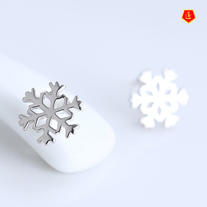 [Ready Stock]Classic Silver Snowflake Earrings