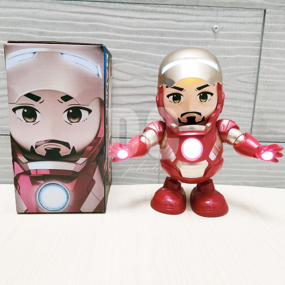 Dance Hero Iron Man Mainan Robot Superhero Avengers Menari Ada Lampu &amp; Musik