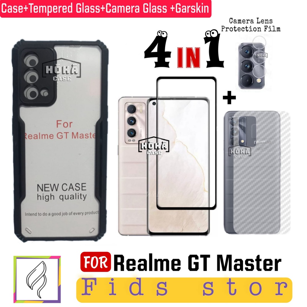 PROMO 4in1 REALME GT Master Case Shockproof + Tempered Glass + Anti Gores CAMERA Free GARSKIN Carbon