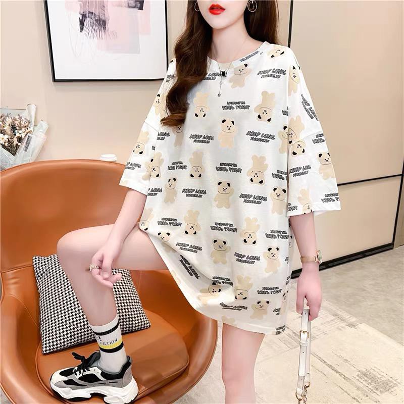 Tshirt Oversize Wanita Motif Bear Keep Loyal - 100% Import